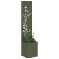 Preview: Garten Sichtschutz-Leinwand Floral Olivgrün 32 x 140 cm