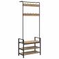 Preview: Kleiderständer mit Regal Eiche handwerklich 75 x 34 x 184 cm