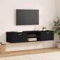 Preview: ARDEBO.de - TV-Schränk mit Regal Schwarz 150 x 39 x 30 cm Holzwerkstoff