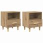 Preview: Nachttisch 2 pcs Eiche handwerklich 40 x 35 x 47,5 cm