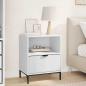 Preview: ARDEBO.de - Nachttisch mit Schubladen Weiß 49 x 36 x 61 cm Holzwerkstoff