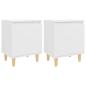 Preview: Nachttische mit Massivholz-Beinen 2 Stk. Weiß 40x30x50 cm