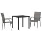 Preview: Garten Essgruppe 3 pcs Grau Poly Rattan