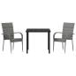 Preview: Garten Essgruppe 3 pcs Grau Pulverbeschichteter Stahl
