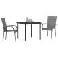 Preview: Garten Essgruppe 3 pcs Grau Poly Rattan