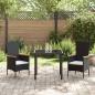 Preview: Garten Essgruppe mit Kissen 3 pcs Schwarz Poly Rattan