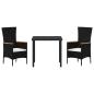 Preview: Garten Essgruppe mit Kissen 3 pcs Schwarz Poly Rattan