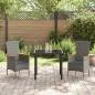 Preview: Garten Essgruppe mit Kissen 3 pcs Grau Poly Rattan