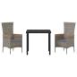 Preview: Garten Essgruppe mit Kissen 3 pcs Grau Poly Rattan