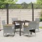 Preview: Garten Essgruppe mit Kissen 5 pcs Grau Poly Rattan