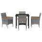 Preview: Garten Essgruppe mit Kissen 5 pcs Grau Poly Rattan