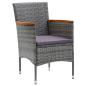 Preview: Garten Essgruppe mit Kissen 5 pcs Grau Poly Rattan