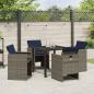 Preview: Garten Essgruppe mit Kissen 5 pcs Grau Poly Rattan