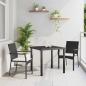 Preview: ARDEBO.de - Garten Essgruppe mit Kissen 3 pcs Schwarz Poly Rattan