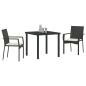 Preview: Garten Essgruppe mit Kissen 3 pcs Schwarz Poly Rattan