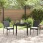 Preview: Garten Essgruppe mit Kissen 3 pcs Schwarz Poly Rattan