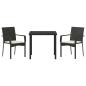 Preview: Garten Essgruppe mit Kissen 3 pcs Schwarz Poly Rattan