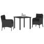 Preview: Garten Essgruppe mit Kissen 3 pcs Schwarz Poly Rattan