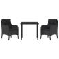 Preview: Garten Essgruppe mit Kissen 3 pcs Schwarz Poly Rattan
