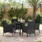 Preview: ARDEBO.de - Garten Essgruppe mit Kissen 5 pcs Schwarz Poly Rattan