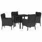 Preview: Garten Essgruppe mit Kissen 5 pcs Schwarz Poly Rattan