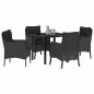 Preview: Garten Essgruppe mit Kissen 5 pcs Schwarz Poly Rattan