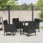 Preview: Garten Essgruppe mit Kissen 5 pcs Schwarz Poly Rattan