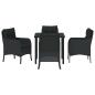 Preview: Garten Essgruppe mit Kissen 5 pcs Schwarz Poly Rattan