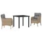 Preview: Garten Essgruppe mit Kissen 3 pcs Beige Poly Rattan