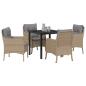 Preview: Garten Essgruppe mit Kissen 5 pcs Beige Poly Rattan
