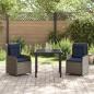 Preview: Garten Essgruppe 3 pcs Grau Poly Rattan
