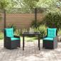 Preview: Garten Essgruppe 3 pcs Schwarz Poly Rattan