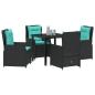 Preview: Garten Essgruppe 5 pcs Schwarz Poly Rattan
