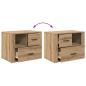 Preview: Nachttisch Eiche handwerklich 60 x 36 x 45 cm Holzwerkstoff