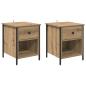 Preview: Nachttisch 2 pcs Eiche handwerklich 40 x 42 x 50 cm