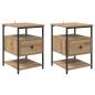 Preview: Nachttisch 2 pcs Eiche handwerklich 40 x 42 x 56 cm