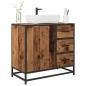 Preview: Badezimmer Waschbecken Schrank mit Tür Altholz 65 x 33 x 60 cm