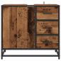 Preview: Badezimmer Waschbecken Schrank mit Tür Altholz 65 x 33 x 60 cm