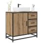 Preview: Badezimmer Waschbecken Schrank mit Regal Eiche handwerklich