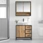 Preview: Badezimmer Waschbecken Schrank mit Regal Eiche handwerklich