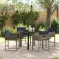 Preview: ARDEBO.de - Garten Essgruppe mit Kissen 5 pcs Grau Poly Rattan