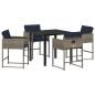 Preview: Garten Essgruppe mit Kissen 5 pcs Grau Poly Rattan