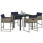 Preview: Garten Essgruppe mit Kissen 5 pcs Grau Poly Rattan