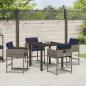 Preview: Garten Essgruppe mit Kissen 5 pcs Grau Poly Rattan