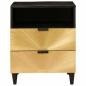 Preview: Nachttisch Schwarz und Gold 50 x 33 x 60 cm massives Mangoholz