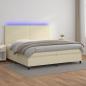 Preview: ARDEBO.de - Boxspringbett mit Matratze & LED Creme 200x200 cm Kunstleder