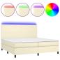 Preview: Boxspringbett mit Matratze & LED Creme 200x200 cm Kunstleder
