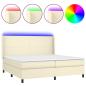 Preview: Boxspringbett mit Matratze & LED Creme 200x200 cm Kunstleder