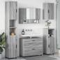 Preview: ARDEBO.de - Badezimmermöbel Set mit Tür 5 pcs Grau Sonoma 30 x 35 x 192 cm