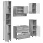 Preview: Badezimmermöbel Set mit Tür 5 pcs Grau Sonoma 30 x 35 x 192 cm